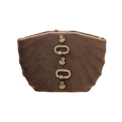 Bolsa Camila Klein Clutch Ostra Veludo Marrom
