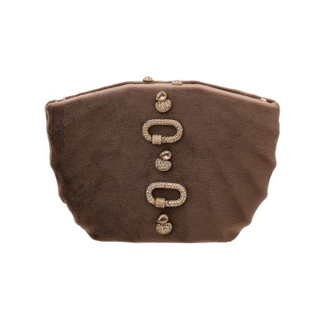 Bolsa Camila Klein Clutch Ostra Veludo Marrom