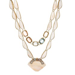 Colar Camila Klein Riviera Kit Madrepérola Cristais Ouro Velho