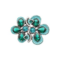 Broche Camila Klein Beatrix Memories Flores Cristais Prata Velho