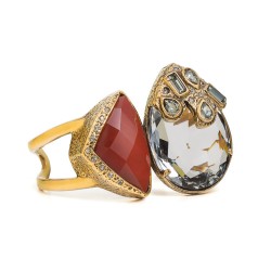 Pulseira Camila Klein Juliet Foret Cristal Pedra Jaspe Ouro Velho