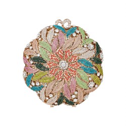 Bolsa Maria Chic Acessórios Mini Clutch Flor Cristais Dourado