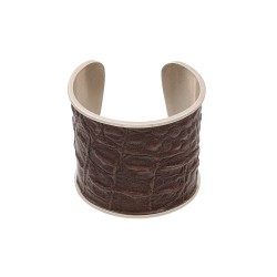 Bracelete Luiza Rogi Zoe Couro Prata Envelhecido
