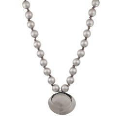 Colar Luiza Rogi Zoe Longo Bolas Metal Prata Envelhecida