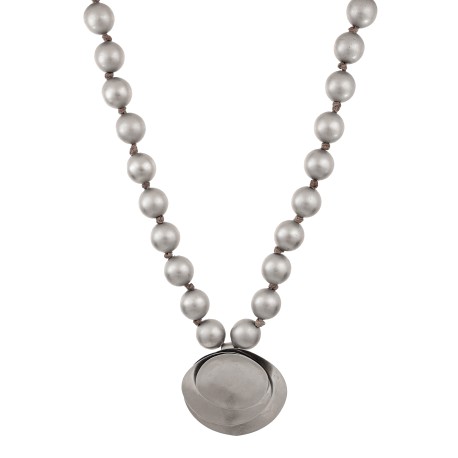 Colar Luiza Rogi Zoe Longo Bolas Metal Prata Envelhecida
