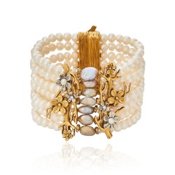 Pulseira Camila Klein Orégano Pérolas Ouro Velho