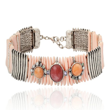 Colar Camila Klein Alecrim Choker Pedras Naturais Prata Velho