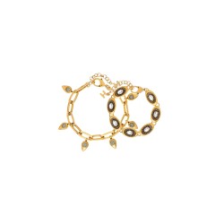 Pulseira Hector Albertazzi Sementes Kit Ouro Vintage