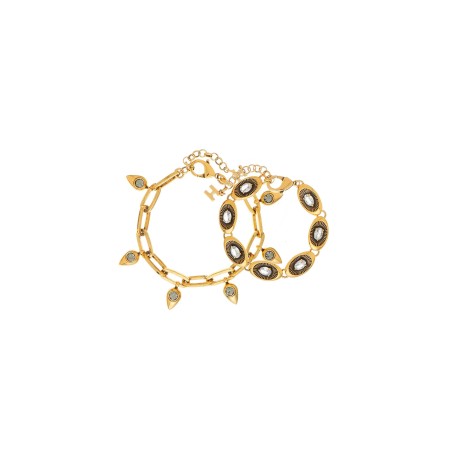 Pulseira Hector Albertazzi Sementes Kit Ouro Vintage
