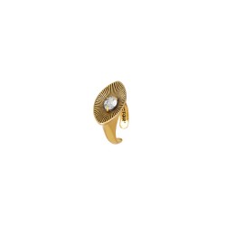 Anel Hector Albertazzi Sementes Cristal Ouro Vintage