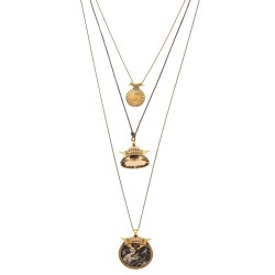 Colar Camila Klein Cillium Trio Pedra Natural Ouro Velho