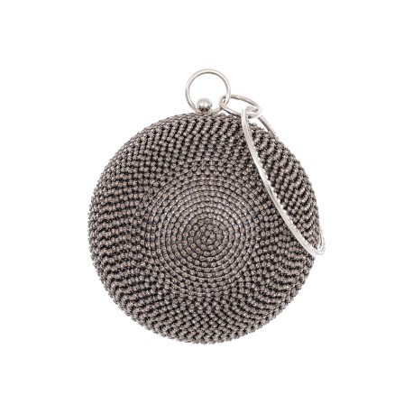 Bolsa Maria Chic Acessórios Mini Clutch Esfera Cristais Grafite