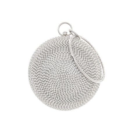 Bolsa Maria Chic Acessórios Mini Clutch Esfera Cristais Prata