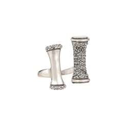 Anel Claudia Arbex Bambu Cristais Prata Vintage