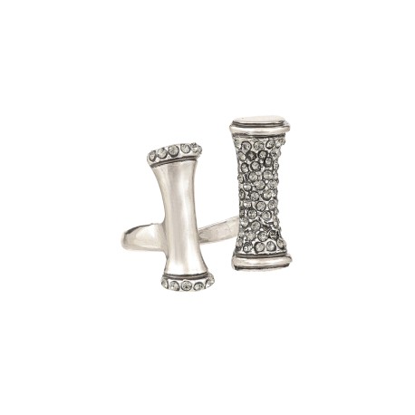 Anel Claudia Arbex Bambu Cristais Prata Vintage