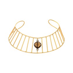 Colar Gabriela Pires Atropo Choker Cristais Ouro Vintage