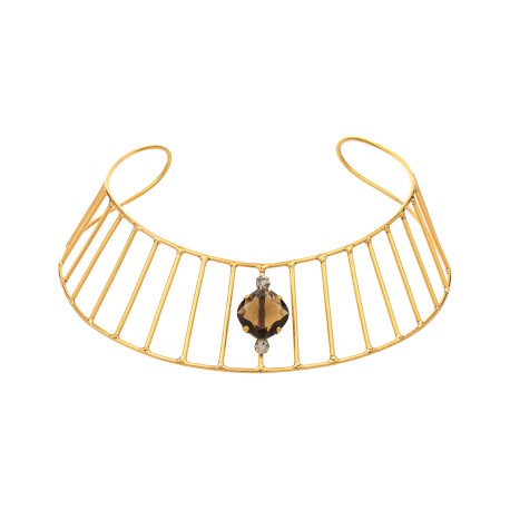 Colar Gabriela Pires Atropo Choker Cristais Ouro Vintage