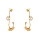 Brinco Gabriela Pires Aer Anzol Cristais Ouro Vintage