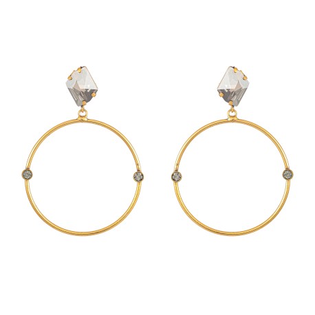 Brinco Gabriela Pires Teia Argola Cristais Ouro Vintage