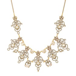 Colar Gabriela Pires Maria Antonieta Cristais Ouro Vintage