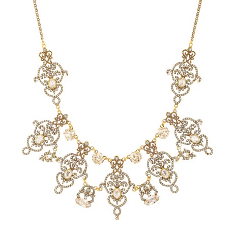 Colar Gabriela Pires Maria Antonieta Cristais Ouro Vintage