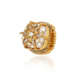 Anel Claudia Arbex Blue Edition Cristais Ouro Vintage