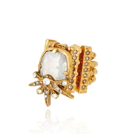 Anel Claudia Arbex Blue Edition Cristais Ouro Vintage