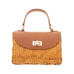 Bolsa Serpui Bag Agatha Vime Natural Couro Caramelo