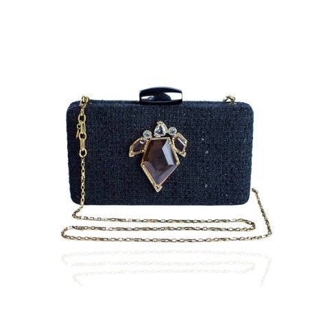 Bolsa Camila Klein Memories Maggie Clutch Cristais Preta