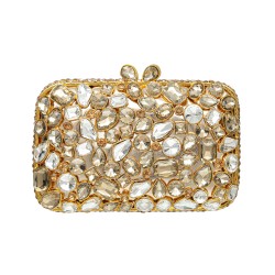 Bolsa Empório MP Mini Clutch Cristais Dourado