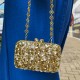 Bolsa Empório MP Mini Clutch Cristais Dourado