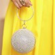 Bolsa Maria Chic Acessórios Mini Clutch Esfera Cristais Prata