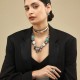 Colar Camila Klein Quadrados Conceito Pedras Naturais Prata Velho