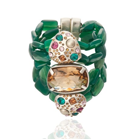 Pulseira Camila Klein Cavalo Pedra Natural Prata Velho