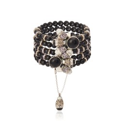 Pulseira Camila Klein Rainha Pedras Naturais Prata Velho