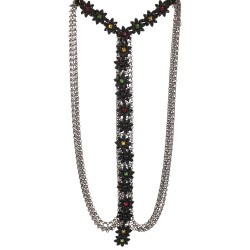 Colar Body Chain Camila Klein Memories Flores Metal Preto