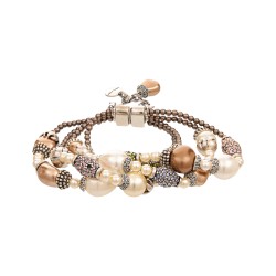 Pulseira Camila Klein Essencial Pérolas Cristais Prata Velho