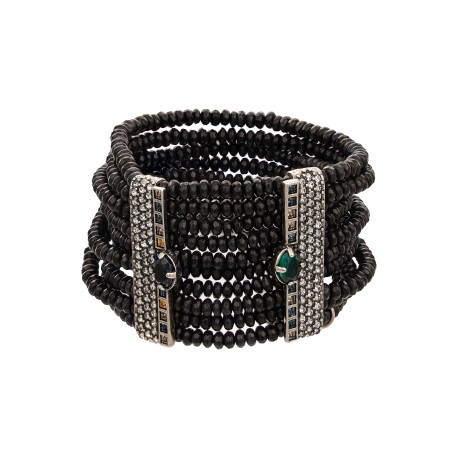 Pulseira Camila Klein Xeque Mate Pedras Naturais Prata Velho