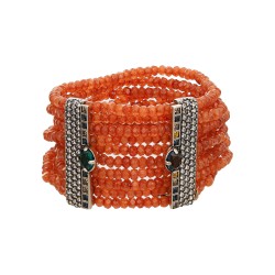 Pulseira Camila Klein Xeque Mate Pedras Naturais Prata Velho