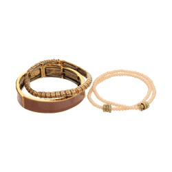 Pulseira Camila Klein Clepsidra Kit Pedras Cristais Ouro Velho
