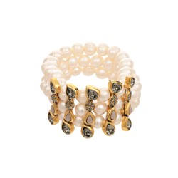 Pulseira Camila Klein Clepsidra Pérolas Cristais Ouro Velho
