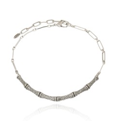 Colar Claudia Arbex Bambu Choker Prata Vintage