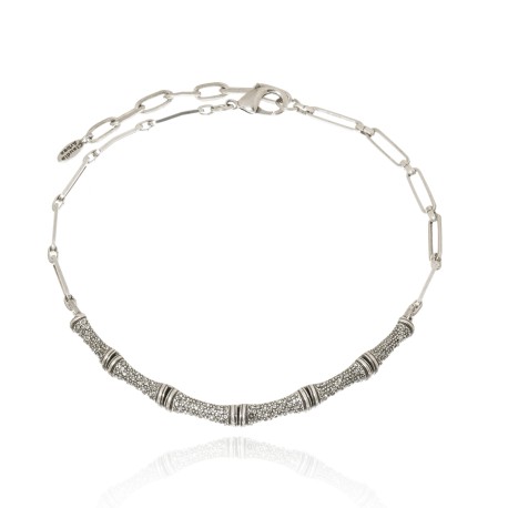 Colar Claudia Arbex Bambu Choker Prata Vintage