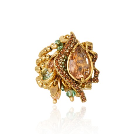 Anel Claudia Arbex Le Sirenuse Gota Ouro Vintage