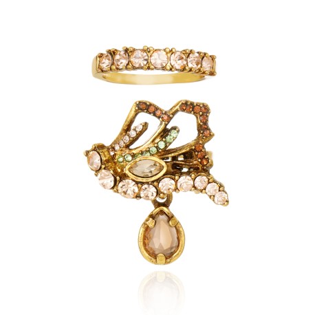 Anel Claudia Arbex Le Sirenuse Kit Cristais Ouro Vintage