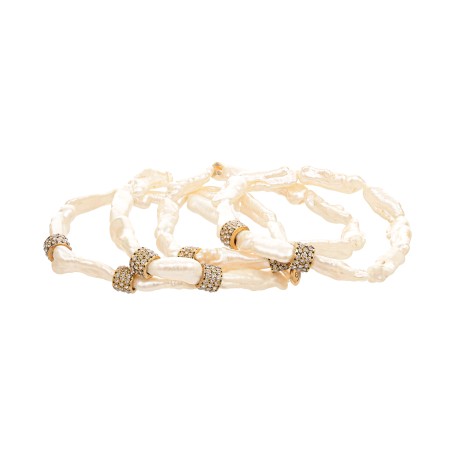 Pulseira Camila Klein Alicia Agnos Kit Pérolas Ouro Velho