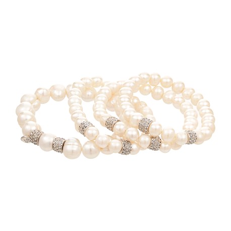 Pulseira Camila Klein Alicia Agnos Kit Pérolas Prata Velho