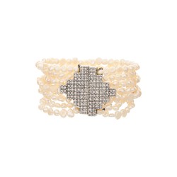 Pulseira Camila Klein Maya Pérolas Barrocas e Prata Velho