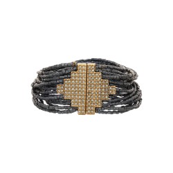 Pulseira Camila Klein Maya Grafite e Ouro Velho