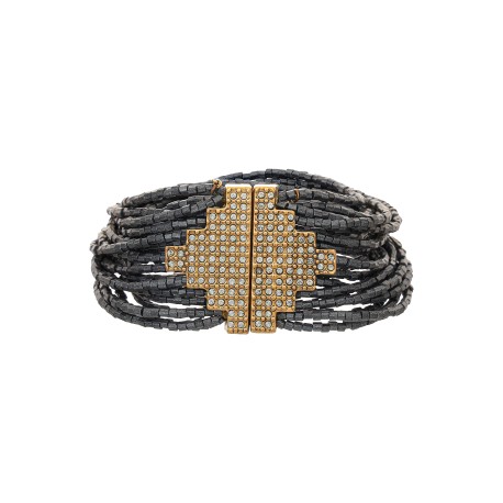 Pulseira Camila Klein Maya Grafite e Ouro Velho